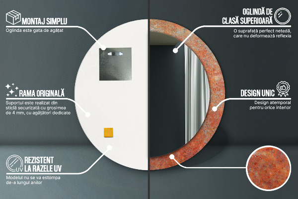 Decoratiuni perete cu oglinda Metal ruginit