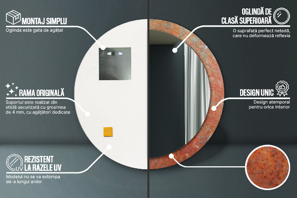 Decoratiuni perete cu oglinda Metal ruginit