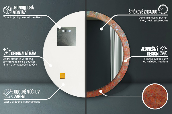 Decoratiuni perete cu oglinda Metal ruginit