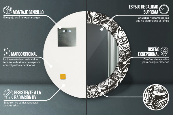 Oglinda rotunda imprimata Fluid abstract