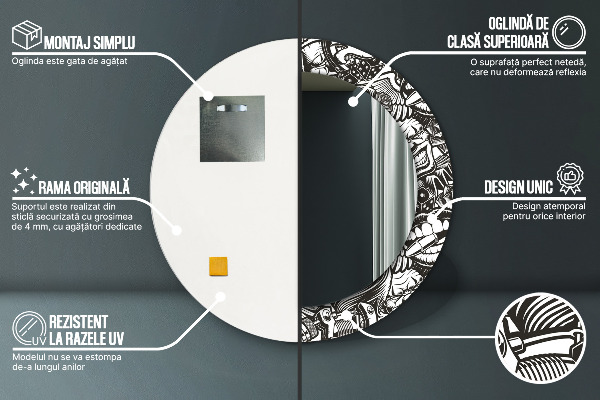 Oglinda rotunda imprimata Fluid abstract