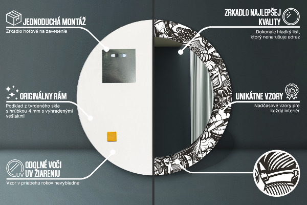 Oglinda rotunda imprimata Fluid abstract