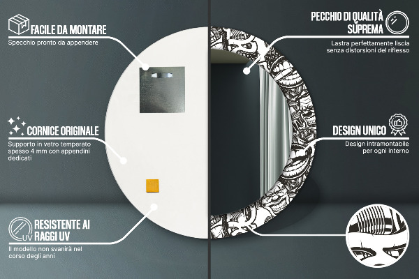 Oglinda rotunda imprimata Fluid abstract