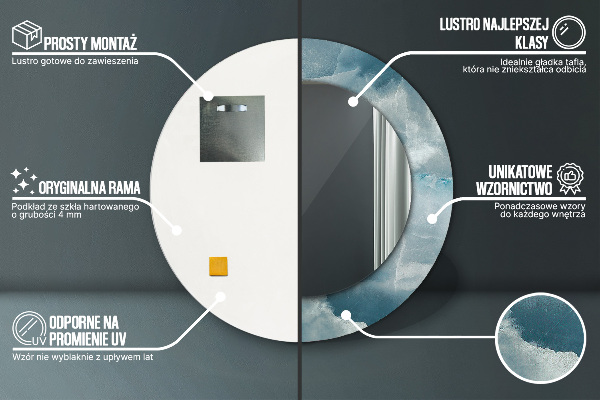 Oglinda rotunda imprimata Marmură albastră onyx