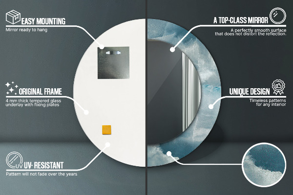 Oglinda rotunda imprimata Marmură albastră onyx