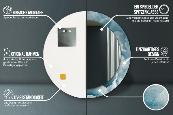 Oglinda rotunda imprimata Marmură albastră onyx