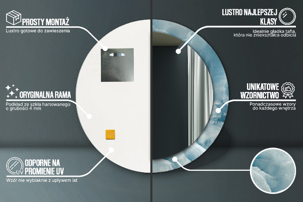 Oglinda rotunda imprimata Marmură albastră onyx