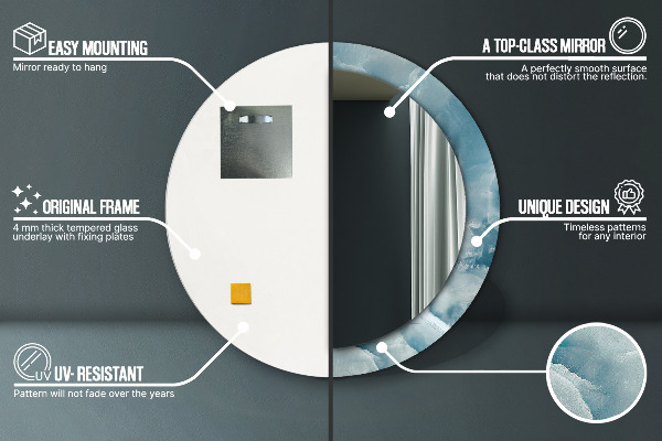 Oglinda rotunda imprimata Marmură albastră onyx