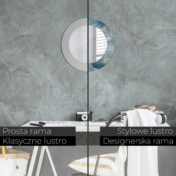 Oglinda rotunda imprimata Marmură albastră onyx