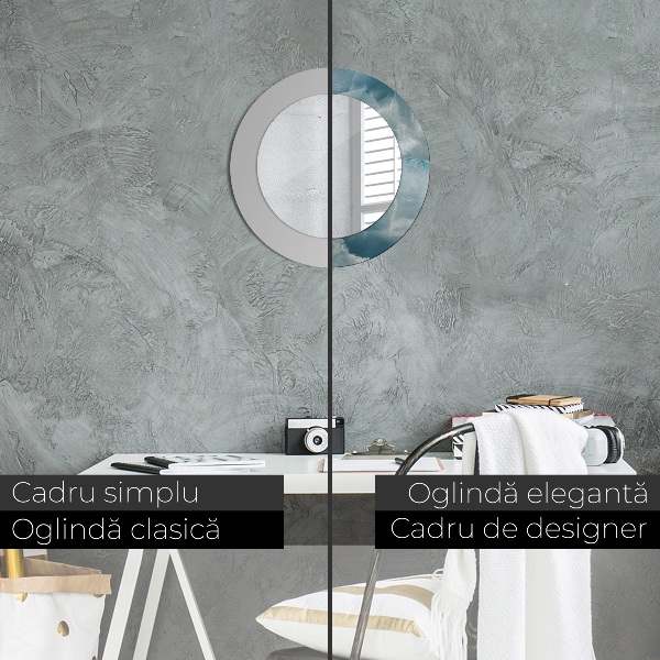 Oglinda rotunda imprimata Marmură albastră onyx