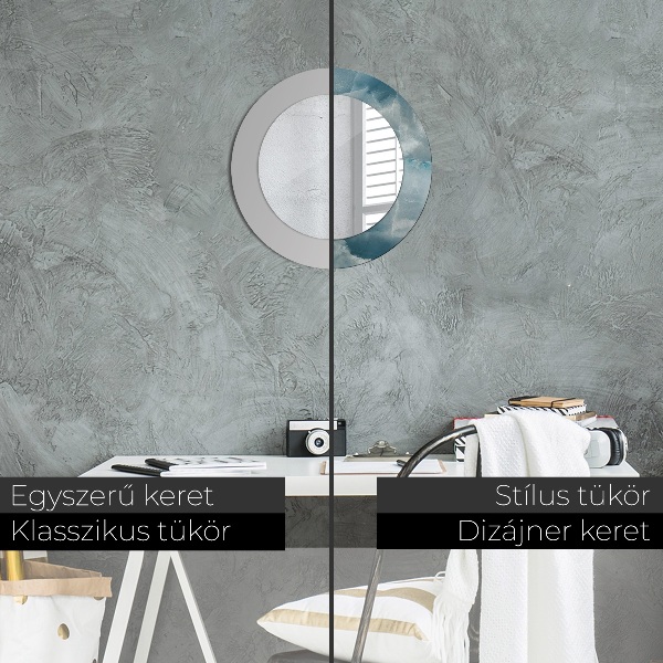 Oglinda rotunda imprimata Marmură albastră onyx