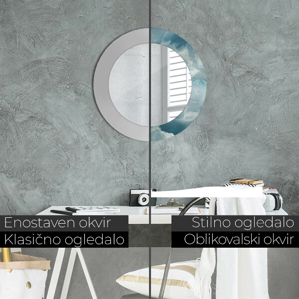 Oglinda rotunda imprimata Marmură albastră onyx