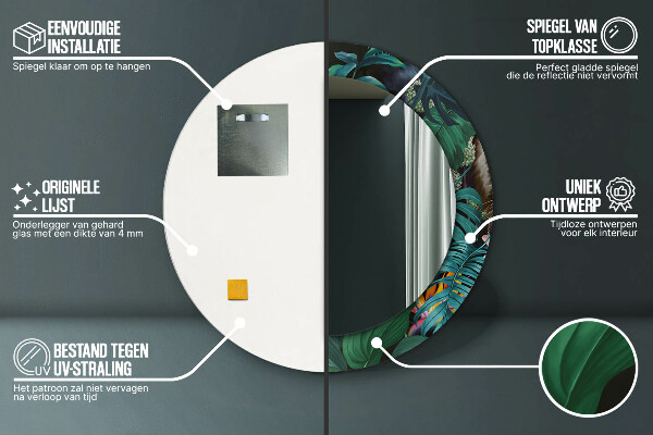 Oglinda cu decor rotunda Pădure în junglă