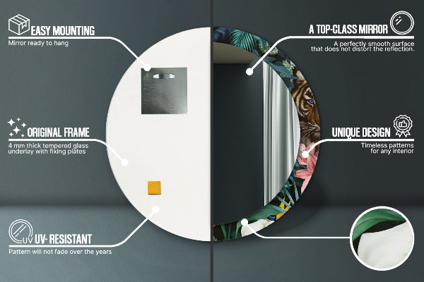 Oglinda cu decor rotunda Pădure în junglă