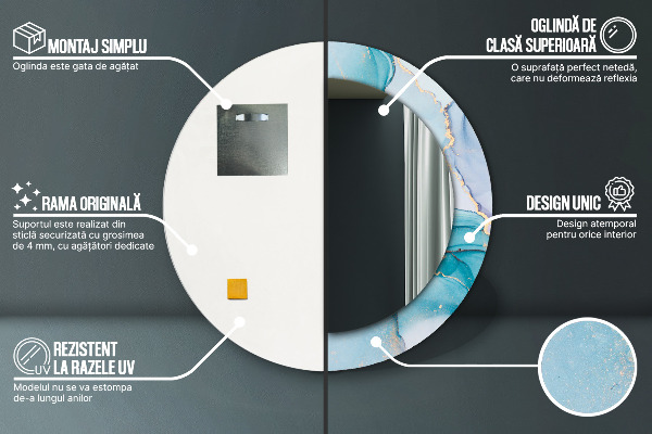 Oglinda cu decor rotunda Fluid abstract