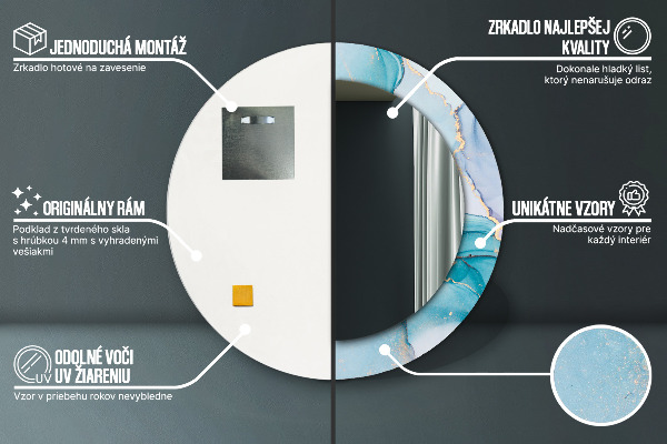 Oglinda cu decor rotunda Fluid abstract