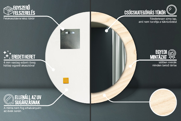 Oglinda cu decor rotunda Textura lemnului