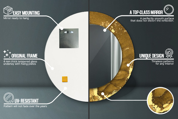 Oglinda cu decor rotunda Vârtejuri metalice