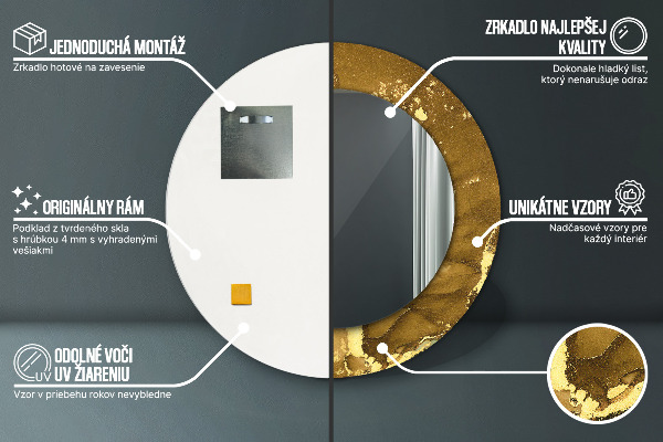 Oglinda cu decor rotunda Vârtejuri metalice