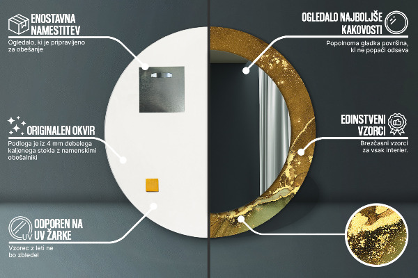 Oglinda cu decor rotunda Vârtejuri metalice