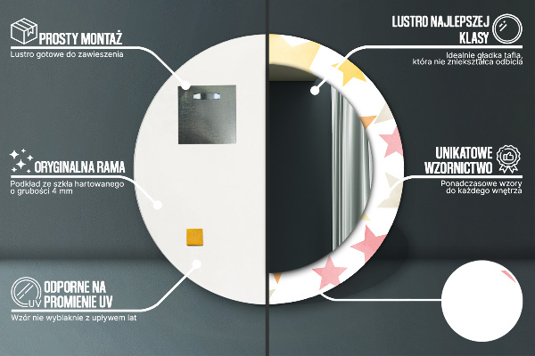 Oglinda cu decor rotunda Stele pastelate