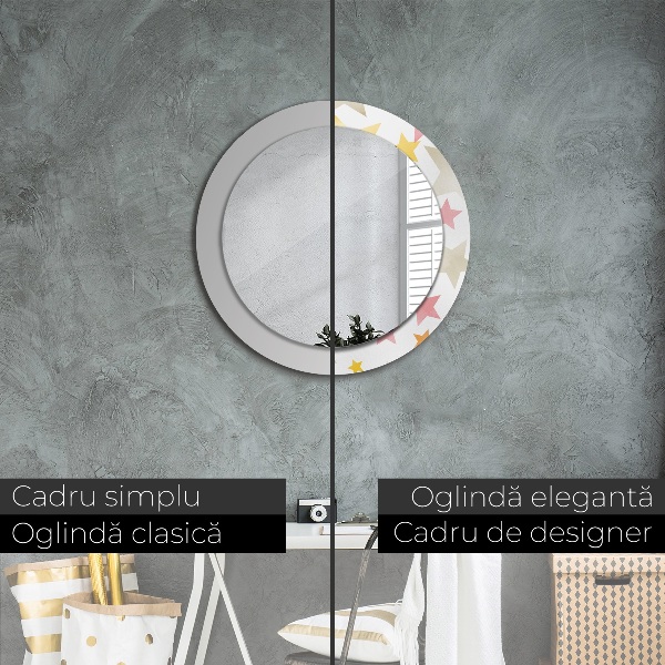 Oglinda cu decor rotunda Stele pastelate