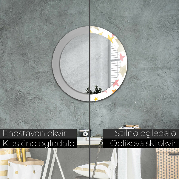 Oglinda cu decor rotunda Stele pastelate