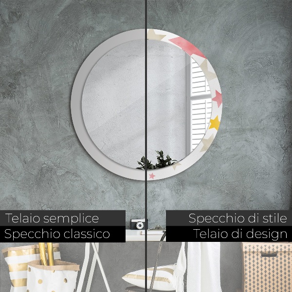 Oglinda cu decor rotunda Stele pastelate
