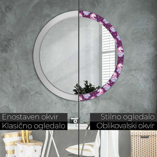 Oglinda cu decor rotunda Stele unicorn