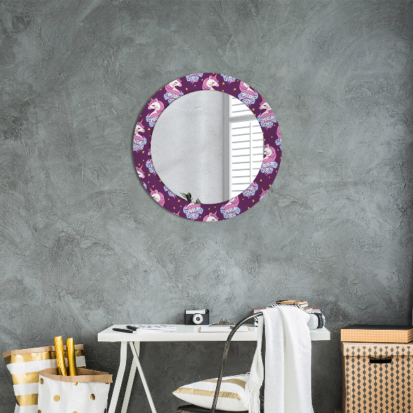 Oglinda cu decor rotunda Stele unicorn
