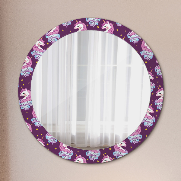 Oglinda cu decor rotunda Stele unicorn