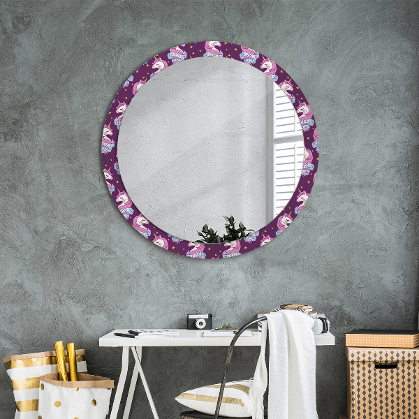 Oglinda cu decor rotunda Stele unicorn