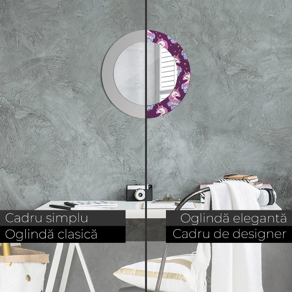 Oglinda cu decor rotunda Stele unicorn