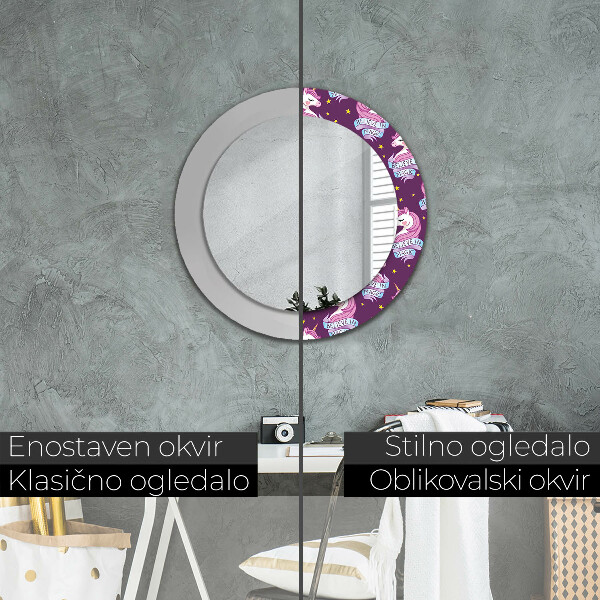 Oglinda cu decor rotunda Stele unicorn