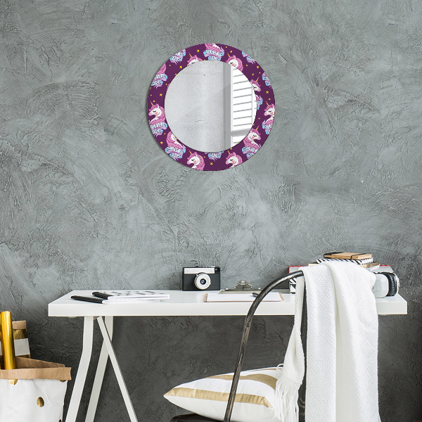 Oglinda cu decor rotunda Stele unicorn