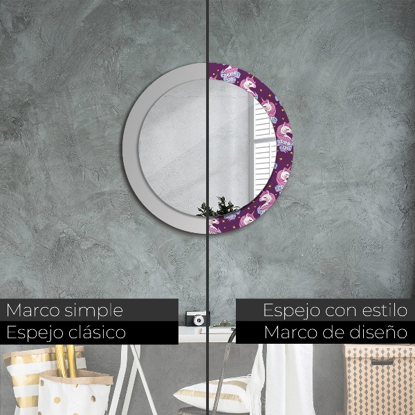 Oglinda cu decor rotunda Stele unicorn