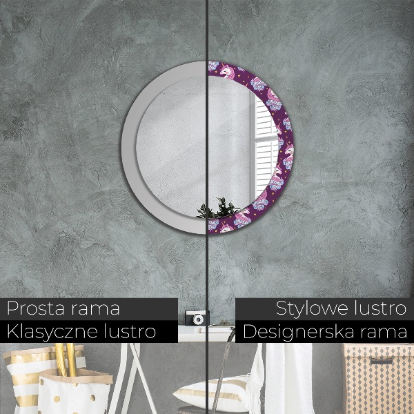 Oglinda cu decor rotunda Stele unicorn