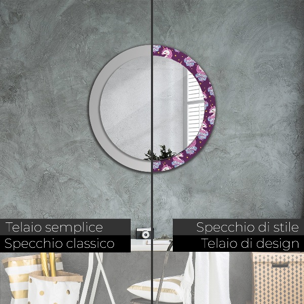 Oglinda cu decor rotunda Stele unicorn