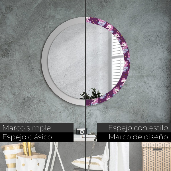 Oglinda cu decor rotunda Stele unicorn
