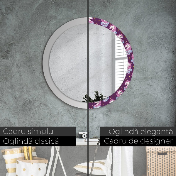 Oglinda cu decor rotunda Stele unicorn
