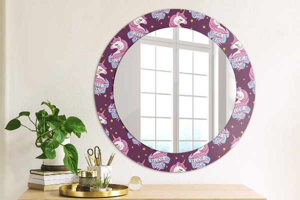 Oglinda cu decor rotunda Stele unicorn