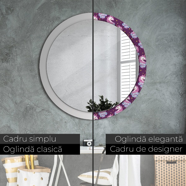 Oglinda cu decor rotunda Stele unicorn