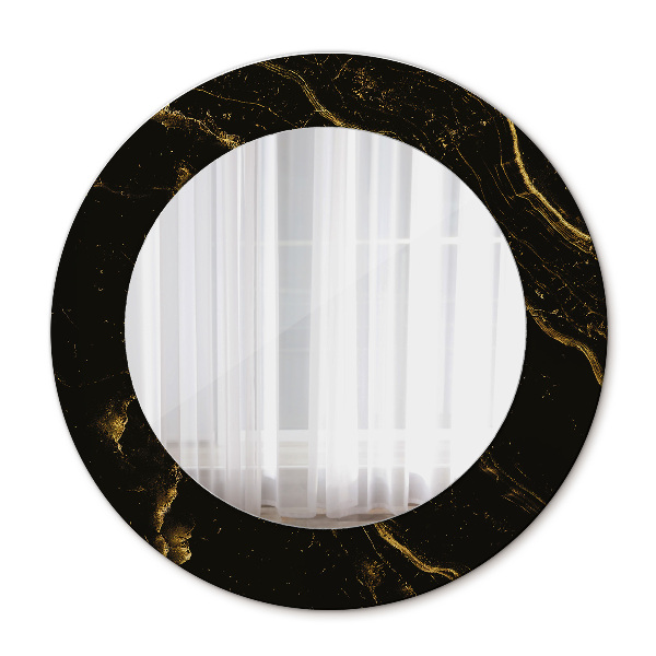 Oglinda cu decor rotunda Marmură neagră