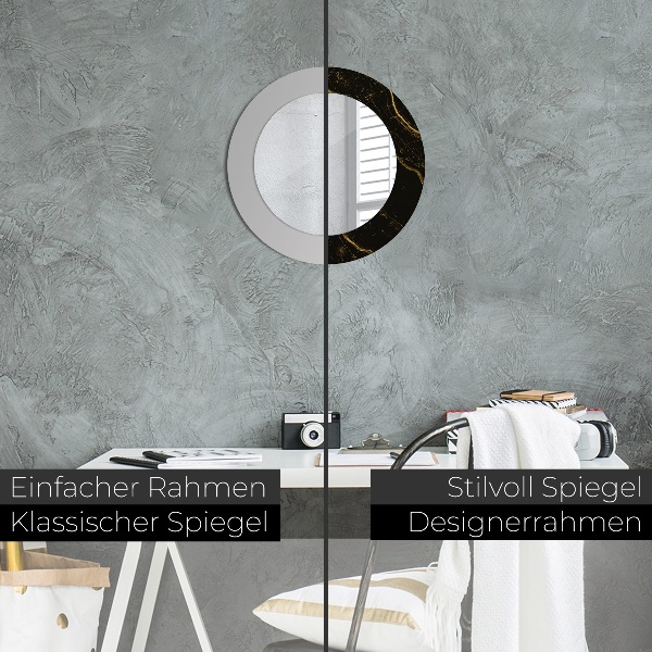 Oglinda cu decor rotunda Marmură neagră