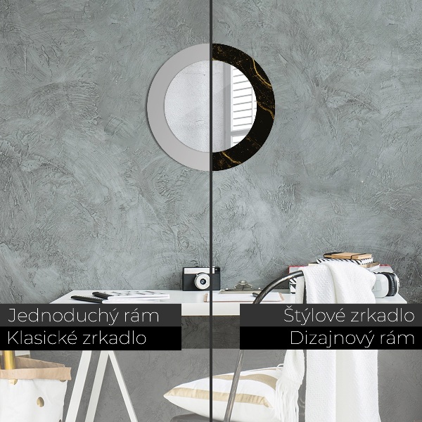 Oglinda cu decor rotunda Marmură neagră