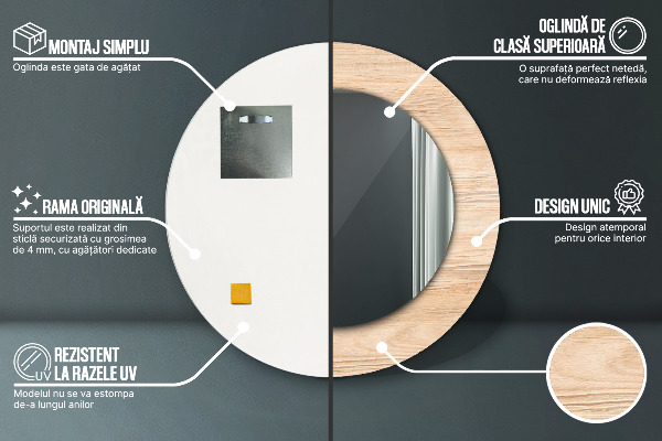 Decoratiuni perete cu oglinda Textura lemnului