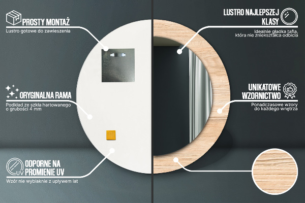Decoratiuni perete cu oglinda Textura lemnului