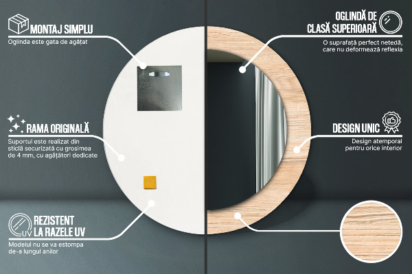 Decoratiuni perete cu oglinda Textura lemnului