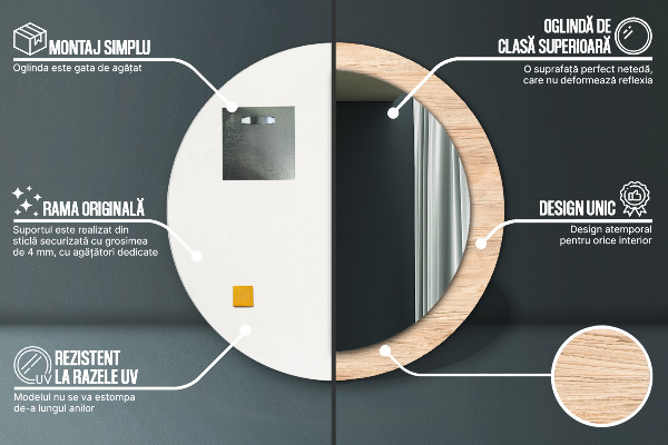 Decoratiuni perete cu oglinda Textura lemnului