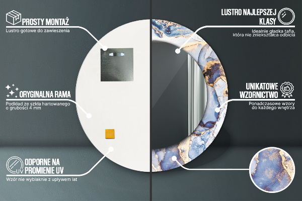 Oglinda rotunda imprimata Artă lichidă abstractă